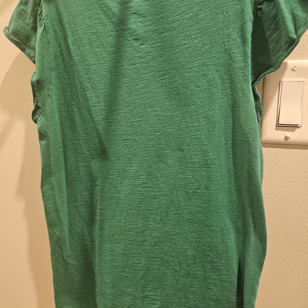 St. John's Bay Green Eyelet Yoke Short Sleeve Top - Picture 4 of 4